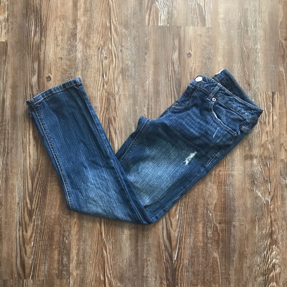 Dark Wash Distressed Bayla Skinny Capris